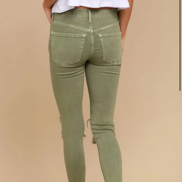 Free People Mid-rise Distressed Jeans in Moss - Picture 2 of 9